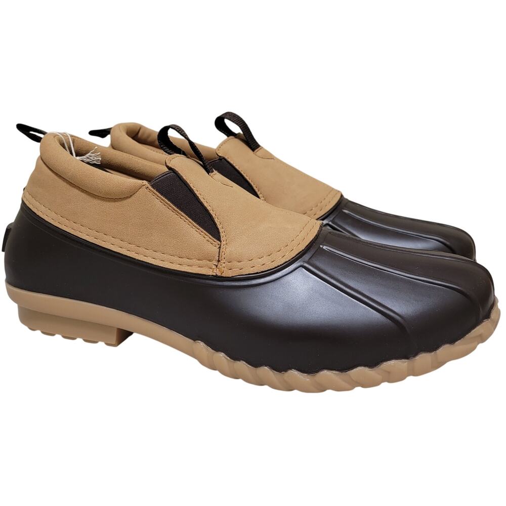 JBU Men Marsh Waterproof Slip On Duck Shoe Loafers Size US 13M Dark Brown Beige